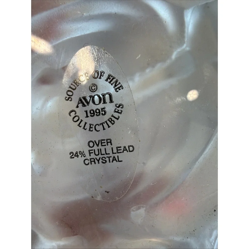 Set Of 2 Vintage 1995 MJ Hummel Frosted Crystal Glass Candle Holder Angel Avon 2